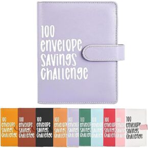 100 Envelope Challenge Binder, Easy and Fun Way to Save $5,050, Budget Binder Savings Challenge Budget Book Binder with Cash Envelopes for Budgeting Planner & Saving Money (Black)