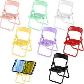 Flutesan 7 Pack Mini Folding Chair Cell Phone Stand Desktop Foldable Candy Color Mobile Phone Holder Folding Chair Cradle for Desk Phone, Random Colors