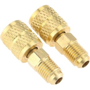 R410A Straight Swivel Adapter, R410A Mini Split Adapter 1/4‘’ SAE Male 5/16‘’ SAE Female Quick Couplers Used for Mini Split System, HVAC Air Conditioners, Refrigeration Service Pack of 2