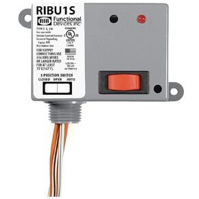 Functional Devices RIBU1S Pilot Relay, 10 Amp SPST-N/O + Override, 10-30 Vac/dc/120 Vac Coil, NEMA 1 Housing