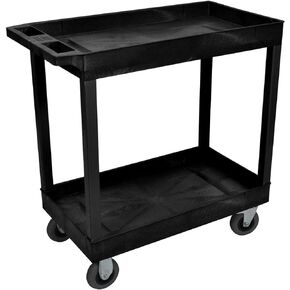 LUXOR EC11SP5-B 32" x 18" Cart - Two Tub Shelf with 5" Casters