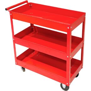 TCE Service Utility Cart Heavy Duty 2 Shelf Tier 300 LBs Rolling Trolley Storage Organizer for Garage Warehouse Workshop, APTC304U , Red