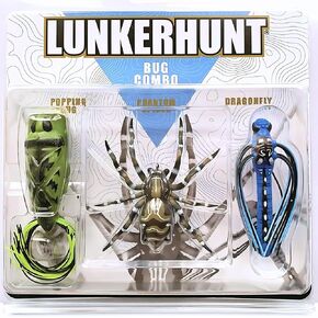 LUNKERHUNT Top Water Fishing Lures | Baits for Bass Fishing | Realistic Fishing Bait with Resistent Skirts | Weedless bass Fishing Lures for Freshwater and Saltwater | Easy to Use. (Bug Combo)