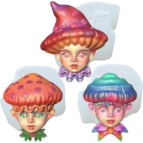 KAKIWYHHH Mushroom Elf Brooch 3D Epoxy Resin Silicone Mold for Fondant Sugar Craft, Cake Topper Decorating, Polymer Clay, Plaster