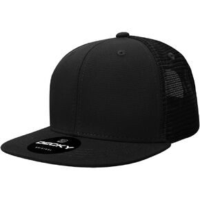 DECKY Youth 6 Panel High Profile Structured Cotton Trucker, Black