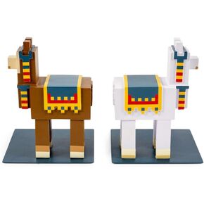 Minecraft 6-Inch Llama Bookends, Set of 2 | Bookshelf Decor Room Essentials, Storage Organizer for Shelves and Desktops, Book Stoppers | Video Game Gifts and Collectibles
