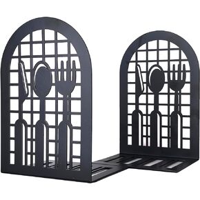 BCPONT Music Book Ends,Bookends for Selves,Metal Bookends for Heavy Books,Bookends Decorative Unique,Non-Skid Musical Piano Bookshelf Holder,Black