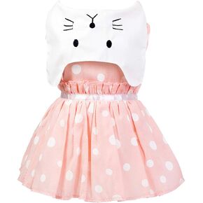 Dog Dress Puppy Skirt Dog Clothes Princess Dresses Tutu Skirt Cat Disguise Wedding Cotton Dress Luxury Bow Dress for Small Dog Girl (L,Pink)