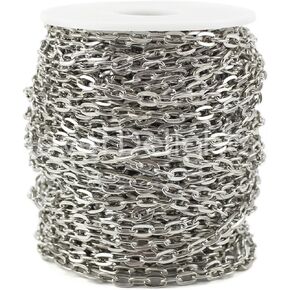 CleverDelights 5x7mm Cable Chain - Platinum Silver Color - 30 Feet