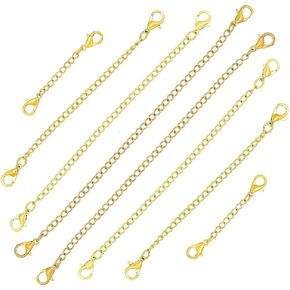 Yalulu 8 Pcs/Set Stainless Steel Extended Extension Chains Tail Extender for Jewelry Making Findings Necklace Bracelet Chain (Black)