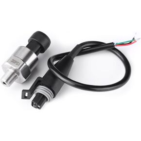 Pressure Sensor, Stainless Steel Pressure Transducer Sender Pressure Transmitter Sensor for Oil Fuel Air Water, 1/8"NPT Thread(30PSI)