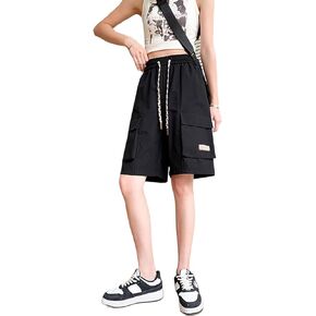 Xinor Cargo Shorts Women Y2K Baggy Knee Length Athletic with Pockets Hiking Waterproof Black Pants Men Summer Outfits
