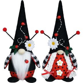 Ladybug Gnomes Decor Spring Gnomes Decorations for Home Birthday Gnome Decor Gifts Summer Gnome Tiered Tray Decor Ladybug Garden Decor Gifts for Women