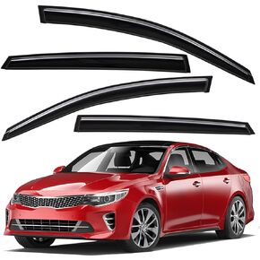 Lightronic WV94852 Outside-Mount Side Window Visors Deflectors Vent Rain Guards, Dark Smoke, 4-Pieces Set, Fits 2016-2020 Kia Optima (EXCLUDES Hybrid Models)