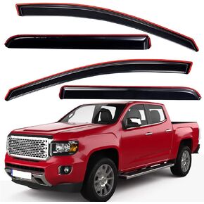 Lightronic WV194995 in-Channel Side Window Visor Deflector Rain Guard, Dark Smoke, 4-Pieces Set, Fits 2015-2022 Chevrolet Colorado & GMC Canyon Crew Cab