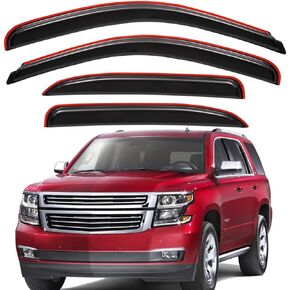 Lightronic WV194514 in-Channel Side Window Deflectors & Visors Vent Rain Guards, Dark Smoke, 4-Pieces Set, Fits 2007-2014 Chevrolet Tahoe & GMC Yukon