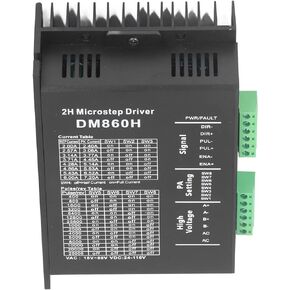 Motors Drivers Controller, Low Noise DM860H Stepper Motor Driver 0.3-2.0A Drive Current 200KHz Chopper Frequency DC12-36V AC12-24V for Equipment