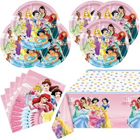 41pcs Princess Birthday Party Supplies ,20 Plates + 20 Napkin + 1Tablecloth Princess Party Decorations Supplies ， Kids Party Decoration Supplies in Saudi Arabia