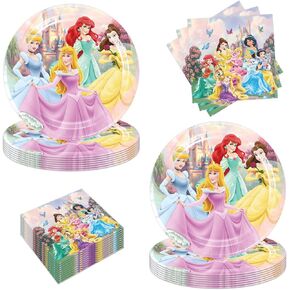 40Pcs Princess Party Supplies include 20 plates, 20 napkins Tablecloth for the Princess Birthday party Decoration