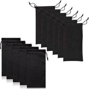 AKOAK 12 Pcs Sunglasses Bag, Glasses Storage Bag with Drawstring, Black Microfiber Sunglasses, Glasses and Mobile Phone Accessories Storage Bag