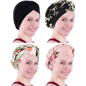 Awlsyj Chemo Cancer Head Hat Cap Ethnic Bohemia Pre-Tied Twisted Braid Hair Cover Wrap Turban Headwear