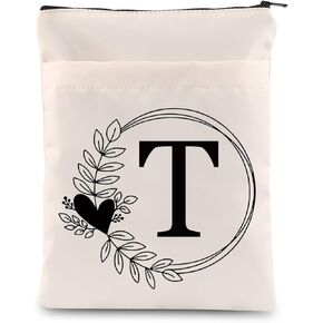 HOLLP Alphabet Book Cover S/N/B/R/T/L Letter Initial Waterproof Zipper PouchInitial English Book Sleeve (Book Sleeve L)