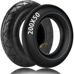 GYL 200x50 (8''x2'') Tire & Inner Tube Set Off-road Inflatable Tyre for Razor Krazy Kart Crazy Cart E100 E150 E200 Epunk Espark Electric Scooter 8 inch Rubber Rear Wheel Replacement Part