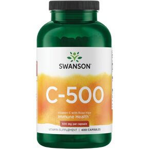 Swanson Vitamin C with Rose Hips 500 Milligrams 400 Capsules (2 Pack)