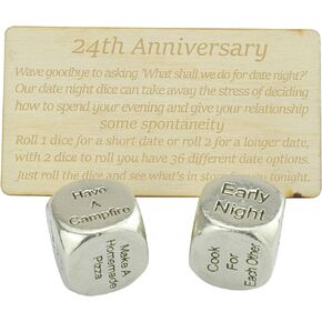 24 Year Anniversary Metal Date Night Dice - Create a Unique 24th Anniversary Date Night