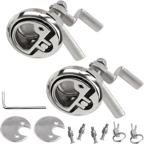 2 Pack Boat Deck Cam Latch Hatch Locking Style Marine Stainless Steel 316 Floor Buckle Flush Pull Hatch Lift Handle Recessed Hatch with Fasteners