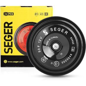 SEGER Car Horn, Disc Horn (50F Series) - 12V, Low Tone, Truck Horn - Waterproof, Universal Fit, Loud Car Horn with Mounting Bracket