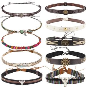 RainFlowwer 10 PCS Hat Band for Womens Cowboy Hat, Mens Hand Made Replacement Hat Belt Fedora