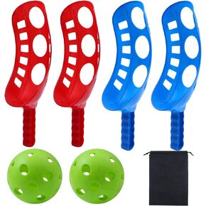 Cooraby Scoop Ball Game Scoop and Ball Toss Set Toss Catch Game Toy Lacrosse Racket Game with Storage Bag, 4 Scoops and 2 Balls