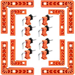 90 Degree Clamp,Positioning Squares,(3" 4") x 8 Right Angle Clamp with 8 Clamp,Corner clamps Woodworking Tool for Pictures Frames, Cabinets, Boxes