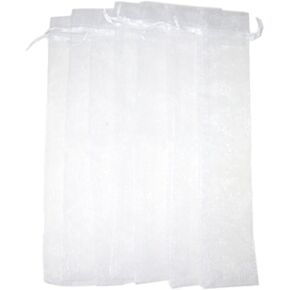50pcs Drawstring Organza Folding Hand Fan Pouch Hand Fan Holder Pocket Party Wedding Favor Bags (White)