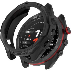 غطاء واقي الشاشة متوافق مع حافظة Garmin Approach S70 مقاس 47 مم، حافظة واقية كاملة من مادة TPU بديلة لملحقات Garmin Approach S70 (ليس لـ 42 مم) (أسود)