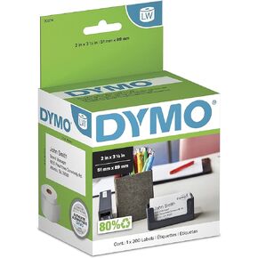 DYMO White 2x3-1/2" Card Stock 300 Per Roll