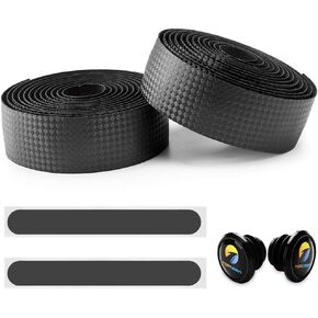 TOPCABIN Bicycle Bar Tape Carbon Fiber Veins Comfort EVA Road Bike Handlebar Tape Bike Bar Tape with Reflective Bar Plugs
