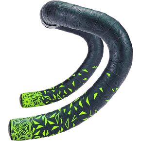 Bicycle Bar Tape [Length 87.8 inches (2200 mm) x Width 1.2 inches (30 mm)] +Plugs – Super Sticky Kush Star Fade – Neon Yellow