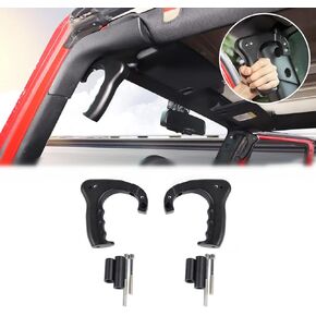 Voodonala for Jeep JK Front Metal Grab Handles Front Door Overhead Roof Grab Bar Metal Handle for Jeep Wrangler 2007-2018 JK JKU Accessories 2&4 Door, Matte Black 2pcs (Upgraded Version)