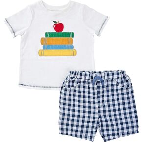 Mud Pie baby boys T-shirt Mud Pie Back To School Toddler Boy T shirt and Short Set, Boy, small 12-18M US
