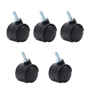 Bettomshin 1.14 inch Wheel Dia Nylon Swivel Caster Wheels Plastic 360 Degree 6mm x 15mm Threaded Stem Caster Wheel 29mm for Office Chair Commodity Shelf Black Tone Without Brake 5Pcs