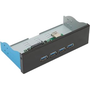 Zopsc 5.25in 4 USB 3.1 Front Panel Hub, Aluminum Alloy Durabl10Gbps High Speed Front Panel USB Hub for Computer Desktop, for Notebook, for Laptop, Compatible with Windows 7/8/10