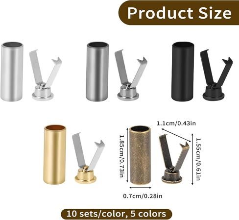 Hariendny 50 Sets Metal Shoelace Tips Alloy Aglets Shoe Laces Heads End Caps Black Gold Silver Cords End Replacement Tips for Shoestrings Hoodie DIY Repairing Design Making (5 Colors) in Saudi Arabia