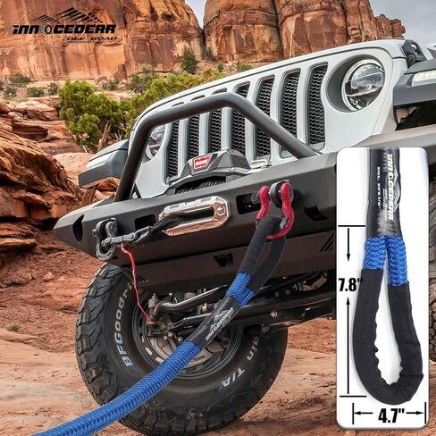 Innocedear 7/8"×20ft حزام حبل الاسترداد والسحب، حبل الطاقة الحركية، حبل خطف ممتد للطرق الوعرة، حبل استعادة المركبات الثقيلة، لسيارة جيب شاحنة ATV UTV SUV in Kuwait