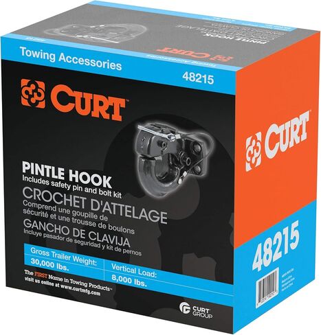 CURT 48215 Pintle Hook Hitch 30,000 lbs, Fits 2-1/2 to 3-Inch Lunette Ring, Mount Required, Carbide Black Powder Coat in Saudi Arabia