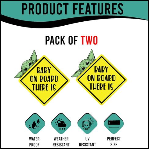 | ملصقات Baby On Board (قطعتان) - لافتات لاصقة قوية مقاومة للماء للأشعة فوق البنفسجية للأطفال على متن السيارات. حجم 6 "× 6". ملصق مضحك مثالي للطفل على متن الطائرة للسيارات والشاحنات وما إلى ذلك. in Kuwait