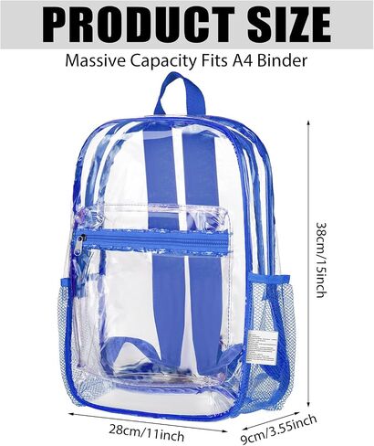 Silkfly 24Pack Clear Backpacks Bulk PVC Transparent Bookbags Heavy Duty See Through Bags with Pockets for Stadium Work Travel (15 x 11 x 3.6 Inches) in Saudi Arabia