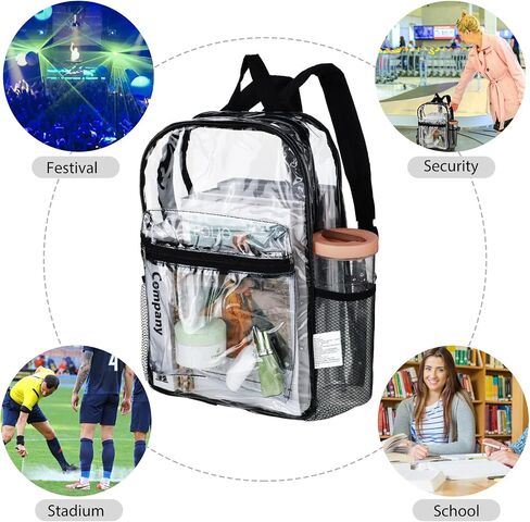 Silkfly 24Pack Clear Backpacks Bulk PVC Transparent Bookbags Heavy Duty See Through Bags with Pockets for Stadium Work Travel (15 x 11 x 3.6 Inches) in Saudi Arabia