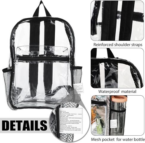 Silkfly 24Pack Clear Backpacks Bulk PVC Transparent Bookbags Heavy Duty See Through Bags with Pockets for Stadium Work Travel (15 x 11 x 3.6 Inches) in Saudi Arabia